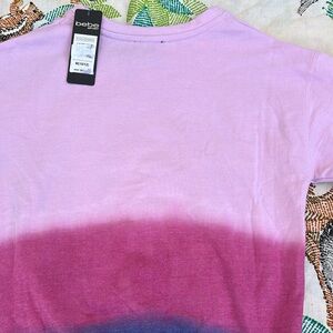 NWT Bebe Kids Sport Pink & Blue Ombre Sweatshirt Fleece Logo Elastic Waist 10-12